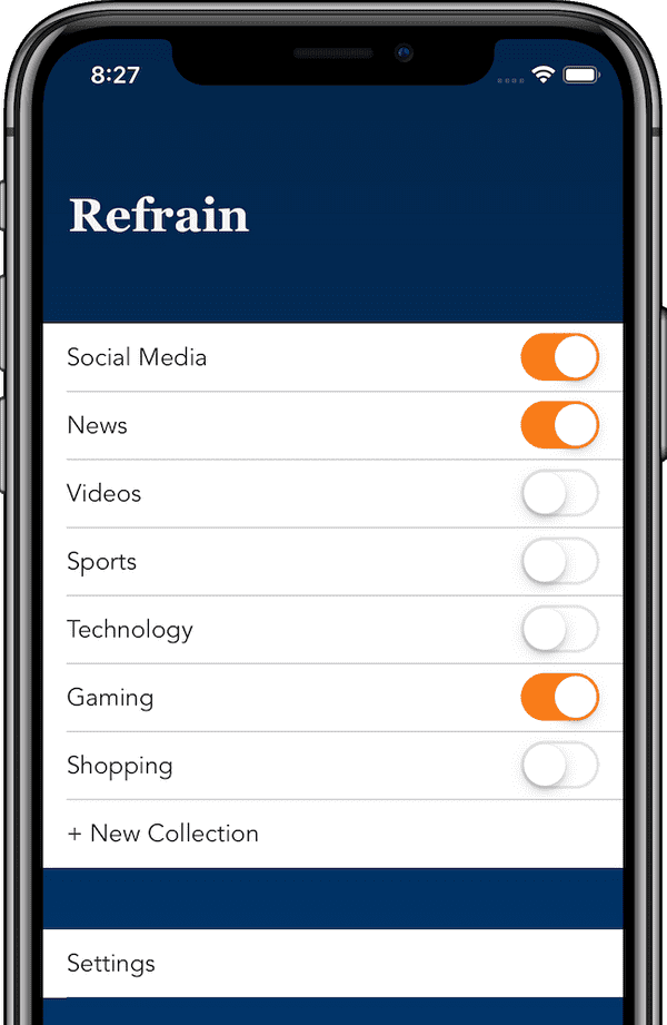 refrain main screen